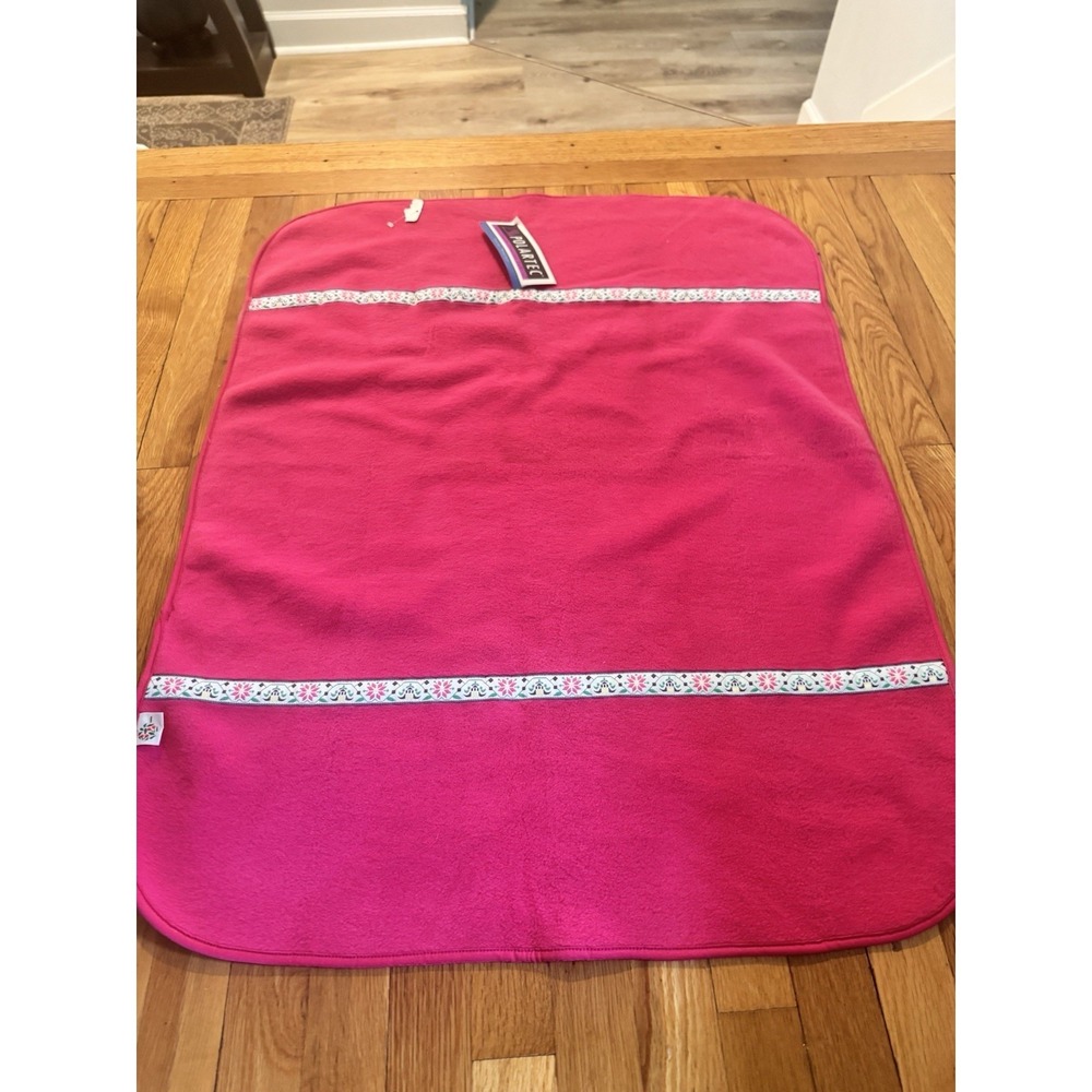 Vintage Polartec Hot Pink Floral Pattern Baby Blanket 28x37 NWT 1994 Fleece